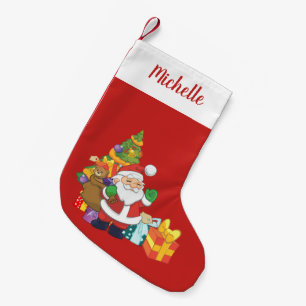 Calcetín Navideño Pequeño Santa con nombre