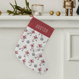 Calcetín Navideño Pequeño Santa de Fútbol Personalizado