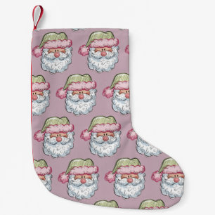 Calcetín Navideño Pequeño Santa Dulce Papá Noel Navidad Fiesta Rosa