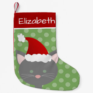 Calcetín Navideño Pequeño Santa Gray Kitty