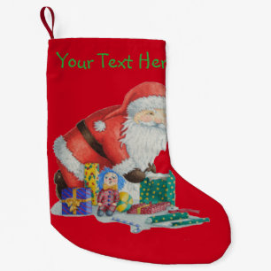 Calcetín Navideño Pequeño Santa lindo y juguetes que envuelven los regalos