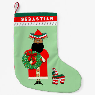 Calcetín Navideño Pequeño Santa Mexicano