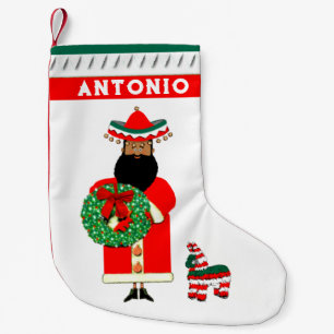 Calcetín Navideño Pequeño Santa Mexicano
