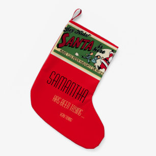 Calcetín Navideño Pequeño Santa Monograma "travieso o agradable" retro diver