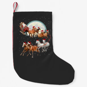 Calcetín Navideño Pequeño Santa montando caballos, trineo ecuestre
