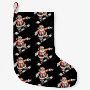 Calcetín Navideño Pequeño Santa Navidad Snowboard Esquí Navidad Familia