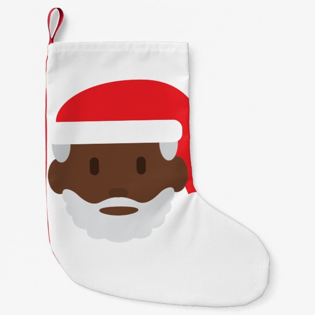Calcetín Navideño Pequeño santa negra claus emoji navidades navideños (Anverso)