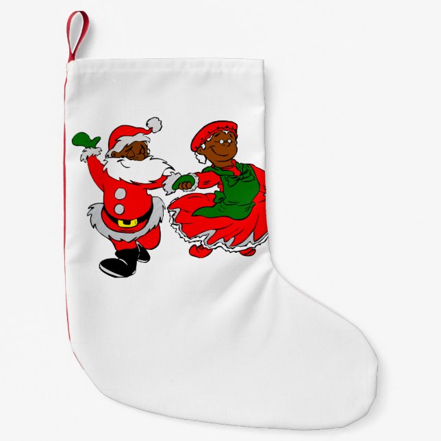 Calcetín Navideño Pequeño santa negra mrs claus navidades (Anverso)
