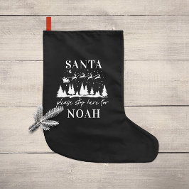 Calcetín Navideño Pequeño Santa por favor, detente aquí por el Cristo Navida