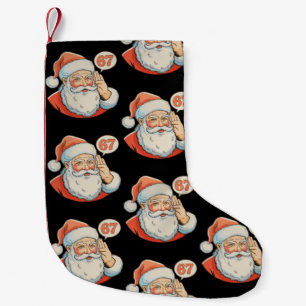 Calcetín Navideño Pequeño Santa Seis Siete 6 7 67 Navidad Divertida Xmas Mem