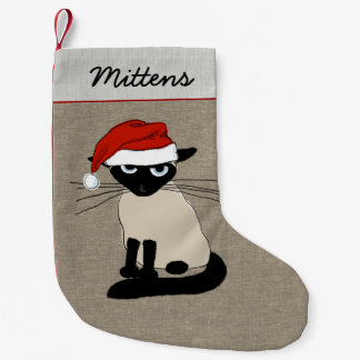 Calcetín Navideño Pequeño Santa siamés agarra Navidad divertida del día de