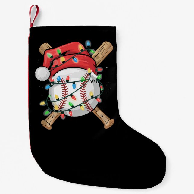 Calcetín Navideño Pequeño Santa Sports Christmas Baseball Player  (Anverso)