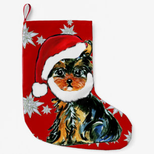 CALCETÍN NAVIDEÑO PEQUEÑO SANTA YORKIE POO