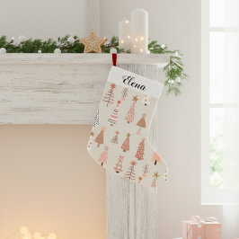 Calcetín Navideño Pequeño Sapins de Noël Rose Scandinave