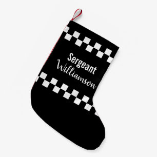 Calcetín Navideño Pequeño Sargento de policía Cartón blanco y negro