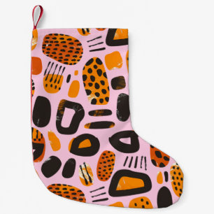 Calcetín Navideño Pequeño "Savanna Pop: Vibes tribales en Naranja y negro"