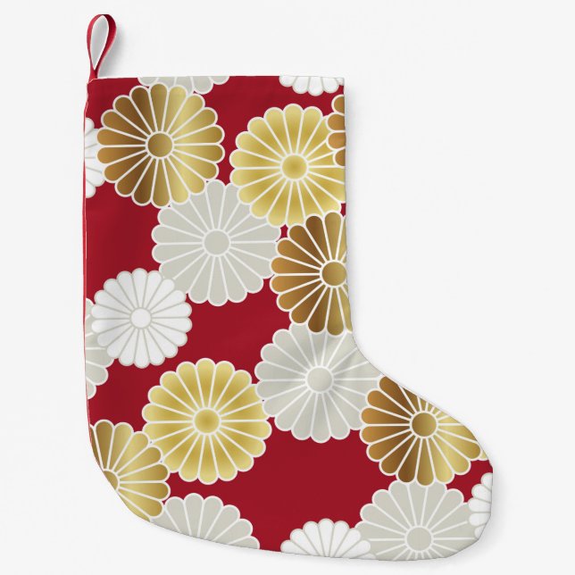 Calcetín Navideño Pequeño Seamless chrysanthemum pattern in the Japanese tra (Anverso)