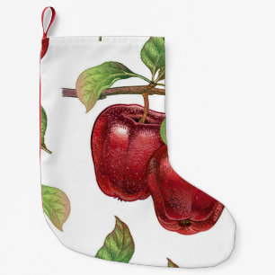 Calcetín Navideño Pequeño Seamless pattern with red apples. Realistic vintag