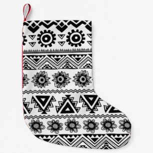 Calcetín Navideño Pequeño Segundo patrón tribal étnico, sin fisuras.