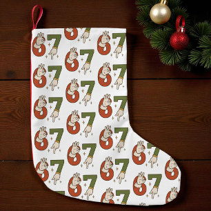 Calcetín Navideño Pequeño Seis Siete 67 6 7 Navidad Santa Elfo Meme