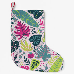 Calcetín Navideño Pequeño Selva tropical silvestre, patrón repetido vintage