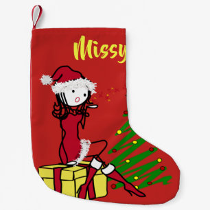 Calcetín Navideño Pequeño Señora fresca Claus Christmas Stocking