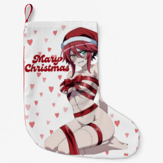 Calcetín Navideño Pequeño Sexy Santa Marry Cristmas Wrapped Anime Girl