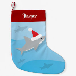 Calcetín Navideño Pequeño Shark Santa Hat Ocean Fun Animal