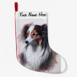 Calcetín Navideño Pequeño Shetland Sheepdog Sheltie cabeza