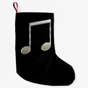 Calcetín Navideño Pequeño Shiny Silver Music Notation Beamed Whings Notes
