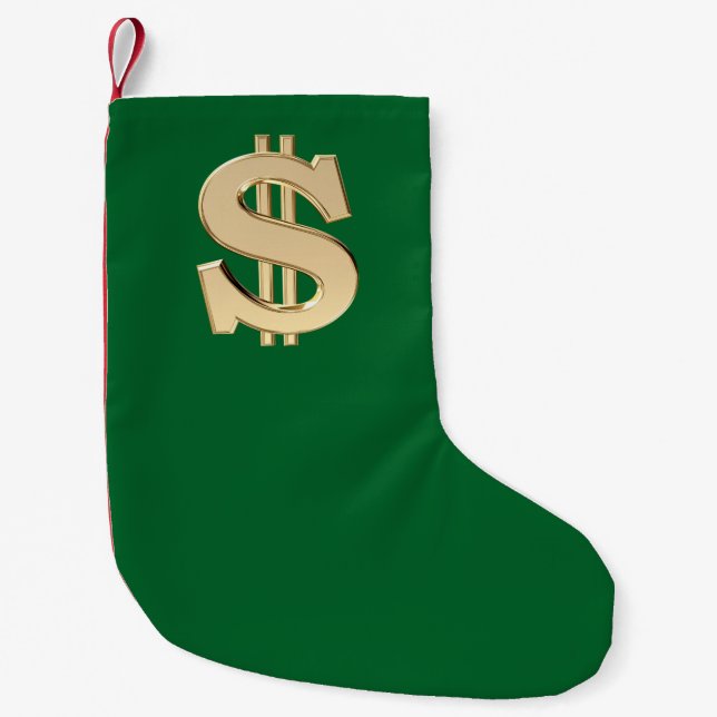 Calcetín Navideño Pequeño signo de dólar 3D (Anverso)