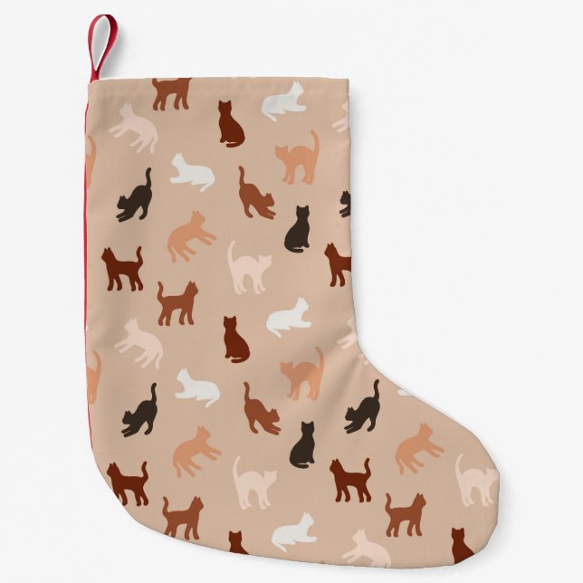 Calcetín Navideño Pequeño Silhouette de gato (Anverso)