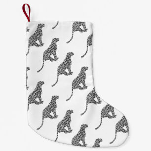Calcetín Navideño Pequeño Silhouette de Gris y Gris claro Leopardo
