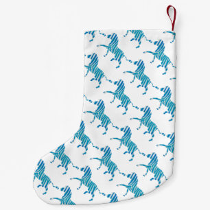 Calcetín Navideño Pequeño Silueta azul cebra y blanca