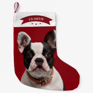 Calcetín Navideño Pequeño Simple foto de perro mascota personalizada linda