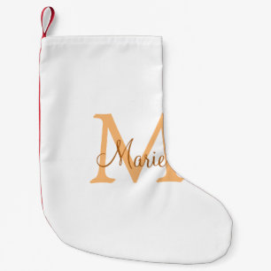 Calcetín Navideño Pequeño simple minimal añadir nombre monograma naranja mar