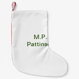 Calcetín Navideño Pequeño Simple minimal verde añade tu texto nombre foto pe