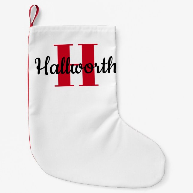 Calcetín Navideño Pequeño Simple negrita Nombre o apellido monocromático mod (Anverso)