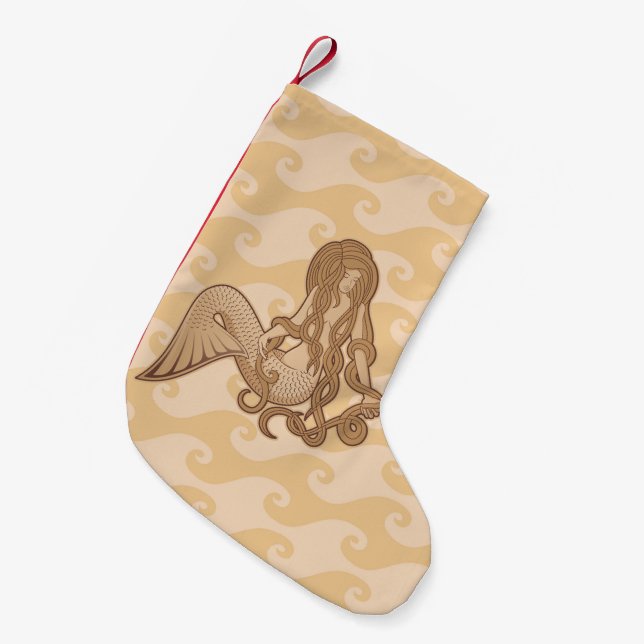 Calcetín Navideño Pequeño Sirena sentada (Frente (Colgado))