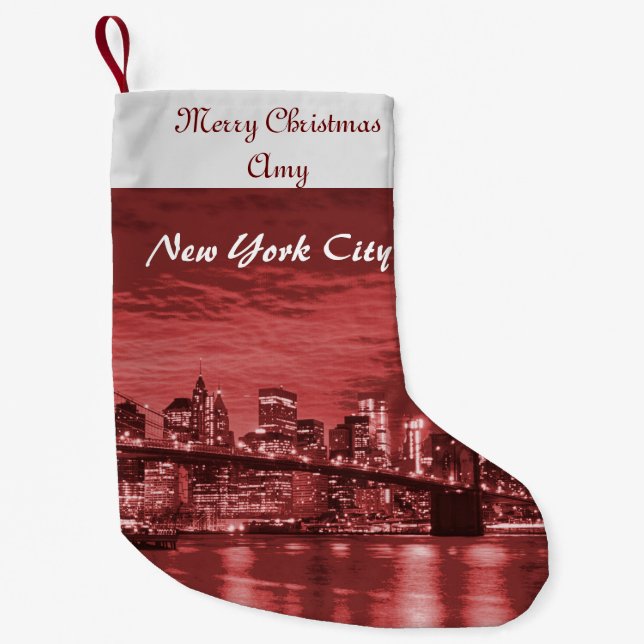 Calcetín Navideño Pequeño Skyline de la ciudad de Nueva York para navidad (Anverso)