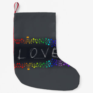 Calcetín Navideño Pequeño SlipperyJoe ama burbujas rojo naranja amarillo ver