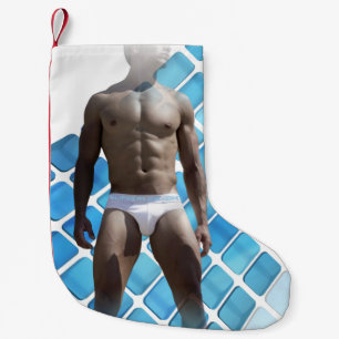 Calcetín Navideño Pequeño SlipperyJoe hombre muscular seis empates abs macho