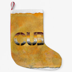 Calcetín Navideño Pequeño SlipperyJoe's cub word naranja-tonos marrones pro