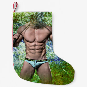 Calcetín Navideño Pequeño SlipperyJoe's hombre adulto muy musculoso sin cami