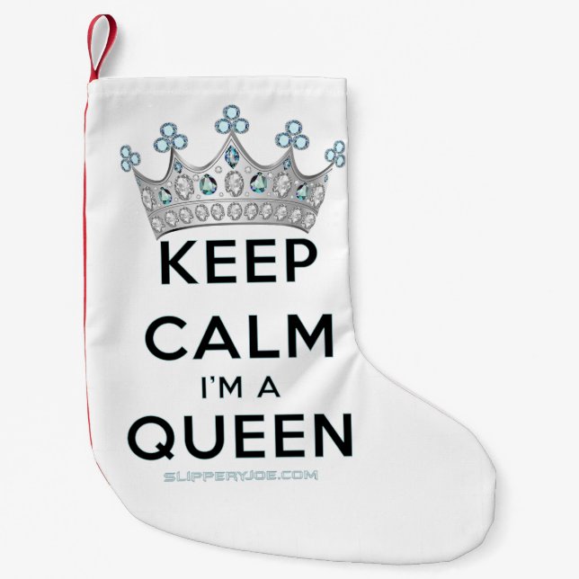 Calcetín Navideño Pequeño SlipperyJoe's Keep Calm Queen Royal Crown jewels a (Anverso)