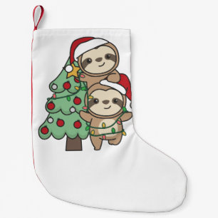 Calcetín Navideño Pequeño Sloth Christmas Tree Navidades Animales Sloths