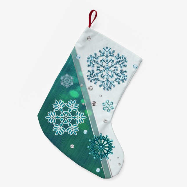 Calcetín Navideño Pequeño Snowflake 3D (Frente (Colgado))