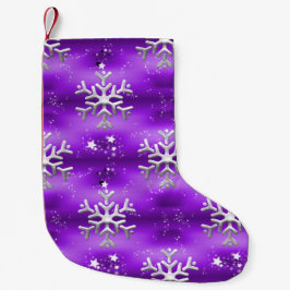 Calcetín Navideño Pequeño Snowflakes and Stars Purple Navidades