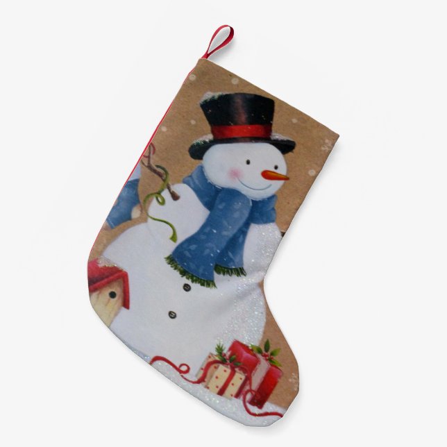 Calcetín Navideño Pequeño Snowman (Frente (Colgado))