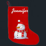 Calcetín Navideño Pequeño Snowman, Navidades personalizados<br><div class="desc">Un lindo Navidad snowman que es como regordete y alegre usando una bufanda a rayas y un gorra de navidades rojos. Festividad y diversión. Personalice con su nombre u otro texto personalizado.</div>
